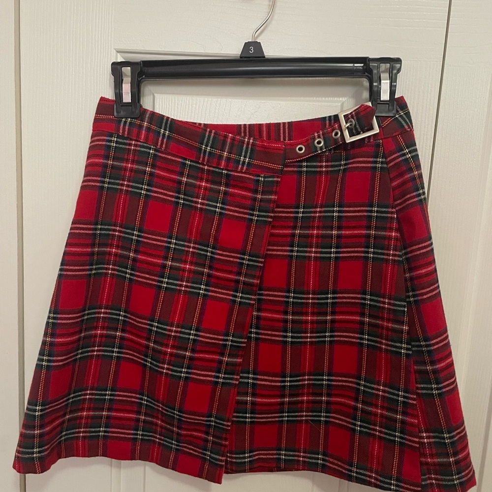 John Galt Red Plaid Skirt